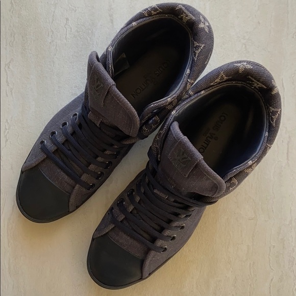 LOUIS VUITTON Monogram Denim High Top Sneakers - Picture 7 of 14